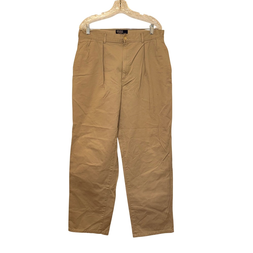 Polo Ralph Lauren Vintage Y2K Andrew Pant Chino Mens 36 Khaki Tan Cotton